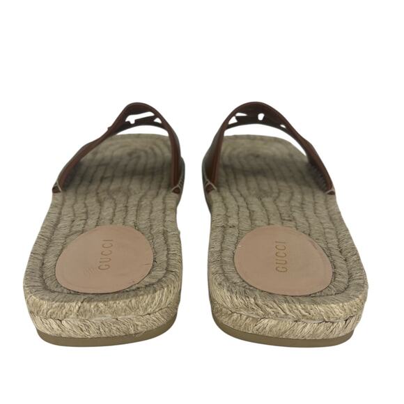 Gucci Carlos Interlocking GG Cut Out Slide Espadrille Sandals in Brown - Picture 13 of 16